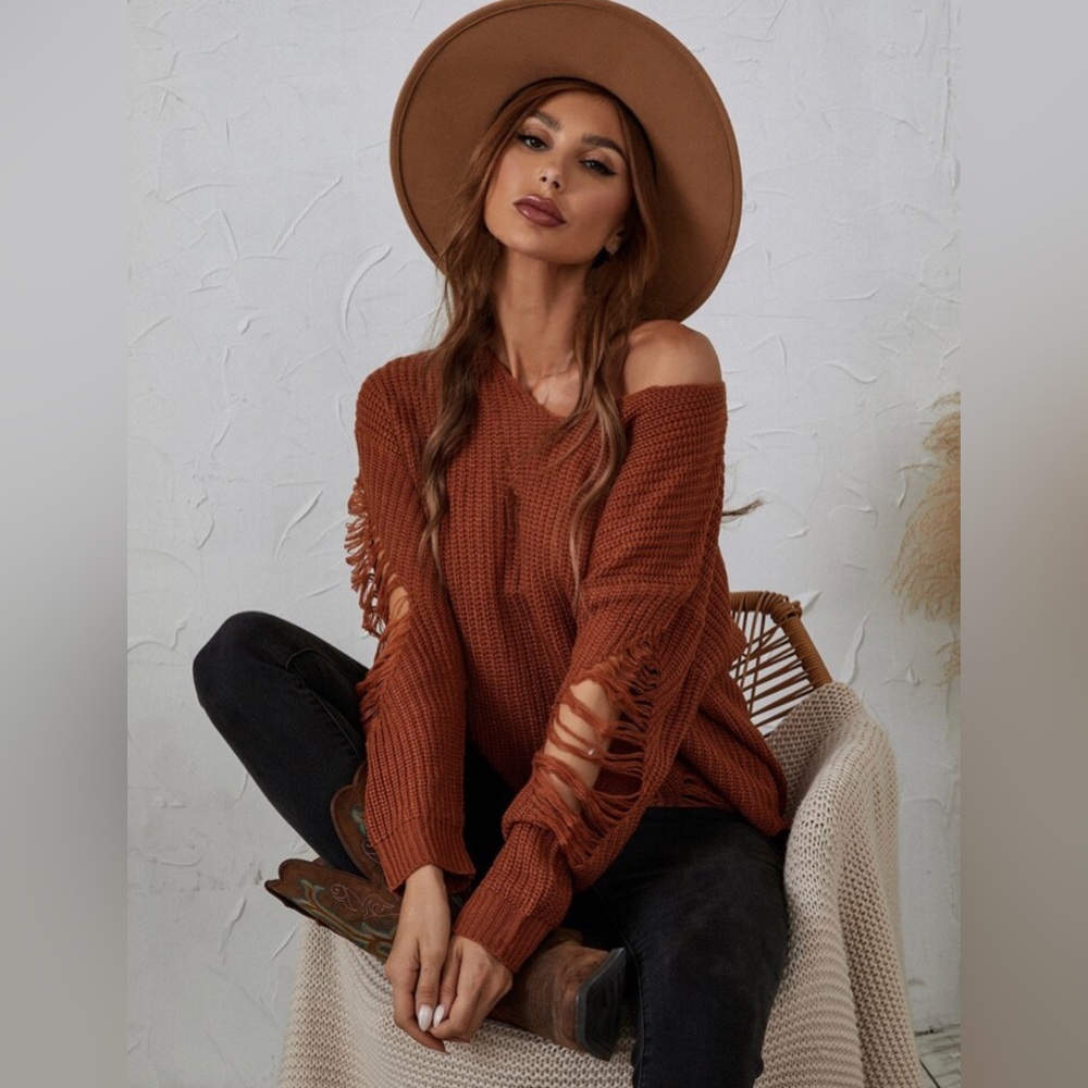 High Low Distressed Sweater